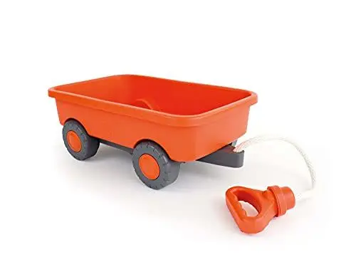 Produktbild: Green Toys 8601227, Spielzeug Bollerwagen zum Nachziehen, Indoor Outdoor Nachziehwagen, nachhaltiges Sandspielzeug für Kinder ab 18 Monaten, 38.7x23.5x18.5 cm