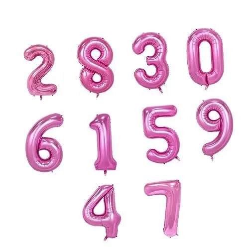 Produktbild: GREENADSCAPE 10st Luftballons Aus Aluminiumfolie Alphabet-buchstaben-nummern-ballons Gedenkballons Große Digitale Ballons Folienballons Heliumballon Metallische Luftballons Krippendekor Rosa