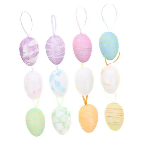Produktbild: GREENADSCAPE 12st Festival-Szene-anhänger Kleine Vogelei-Ornamente Künstliche Basteleier Ostern Baumschmuck Faux Outdoor-Baum Osterfest-Ei Osterdeko Osterbaum Hängen Schaum