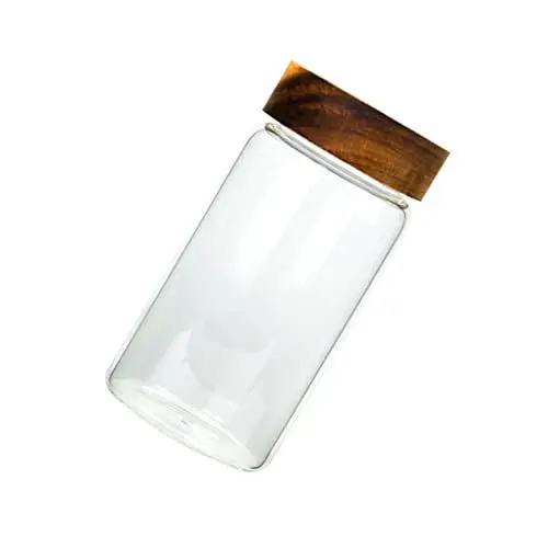 Produktbild: GREENADSCAPE 1stück Transparenter Glas Vorratsbehälter Mit Holzdeckel Küchenbehälter Für Snacks Und Zutaten Langlebig Und Leicht Zu Reinigen Luftdicht Und Geschmacksneutral