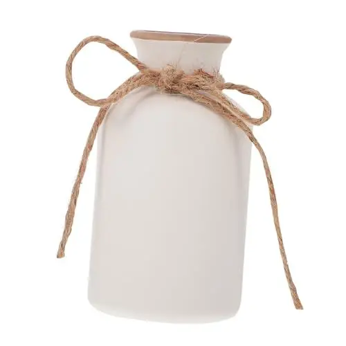 Produktbild: GREENADSCAPE Dekovase Aus Keramik - Blumenvase Mit Schleife - Blumengesteckvase - Flasche - Accessoire
