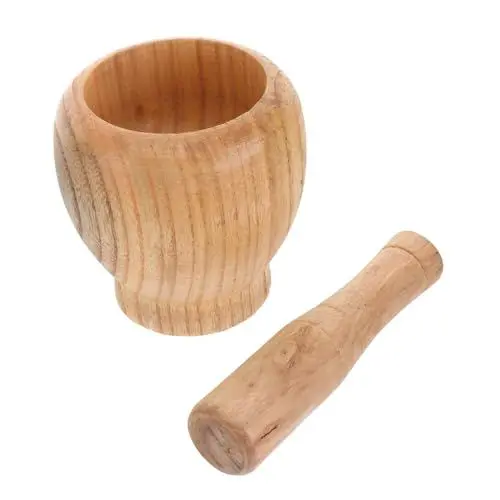 Produktbild: GREENADSCAPE 1 Satz 2 Stk hölzerner Knoblauchstampfer Schüssel und Stößel Pillenbrecher-Schüssel holzküche zubehör Naturholz Knoblauchmühle praktische Küchenutensilien Mühlen aus Holz Akazie