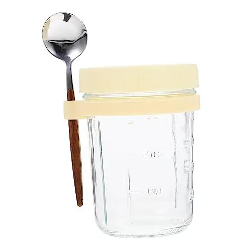 Produktbild: GREENADSCAPE Glasbecher Für Haferflocken Über Nacht Mit Deckel Und Löffel 350 Ml Luftdichter Müslibehälter Zum Frühstück