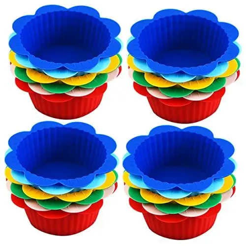 Produktbild: GREENADSCAPE Muffinförmchen – 24er-pack Silikon-backförmchen Quadratische Muffinförmchen Antihaftbeschichtet Und Fettdicht Ideal Für Partys Und Familienfeiern