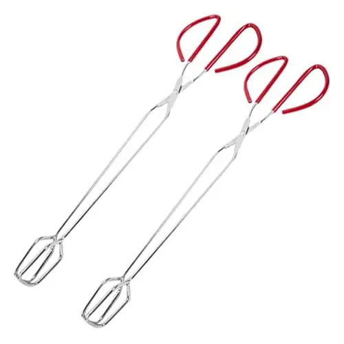 Produktbild: GREENADSCAPE 2St Holzkohleclip grillgabel grillwerkzeug Grillprofiwerkzeug bbq grillbesteck grillzylinder Kohlezange BBQ-Scherenzange Grillzange für die Küche Grillzange aus Edelstahl Gummi rot