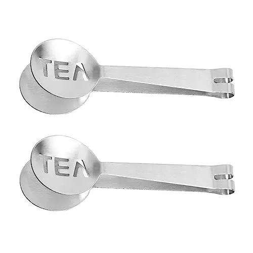 Produktbild: GREENADSCAPE 2 Stück 1 Teebeutelhalter Aus Edelstahl Eishalter Für Den Haushalt Mini-lebensmittelzange Rostfreie Eisklemmen Teebeutelpresse Halterclip Für Teebeutel Silver Rostfreier Stahl