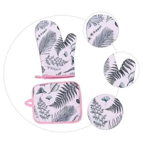Produktbild: GREENADSCAPE 2st Bedruckte Ofenhandschuhe Verdickte Handschuhe Grillhandschuh Einzigartiger Handschuh Verbrühungsschutzhandschuh Isolierhandschuh Kaminhandschuhe Kochhandschuhe Polyester