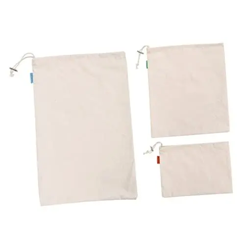 Produktbild: GREENADSCAPE 3St Baumwolltasche mit Strahlmund - Taschen Bio-Baumwolle? ?produzieren? ?Taschen aufbewahrungssack storage pockets einkaufstasche Aufbewahrungstasche mit Kordelzug Mehlbeutel