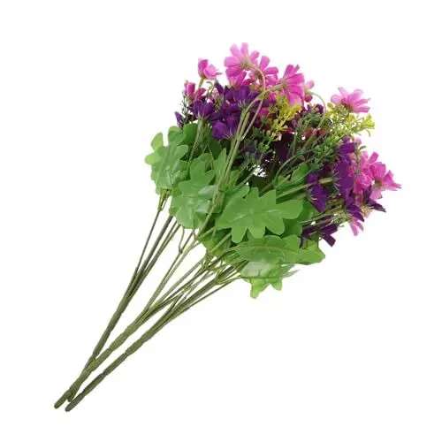 Produktbild: GREENADSCAPE 3St für Zuhause Artificial sztuczne kwiaty blumenarrangement Künstlicher Blumenstrauß falsches Gänseblümchen Hochzeitschrysantheme Gänseblümchen-Strauß Violett