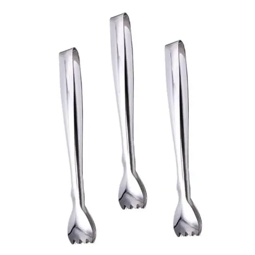 Produktbild: GREENADSCAPE 3st Zuckerwürfel Zange Küchenzange Kochzange Servierzange Bbq-grillzange Luftfritteusengrill Bratzange Whisky-eiszange Backzangen Zuckerzange Koch Zange Silver Rostfreier Stahl