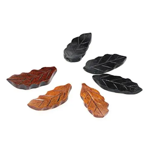 Produktbild: GREENADSCAPE 4stücke Teiliges Aus Holz Essstäbchen Halter Blattform Für Tischdekoration Passend Für Essstäbchen Löffel Und Gabeln Aus Natürlichem Holz Elegantem Schwarz