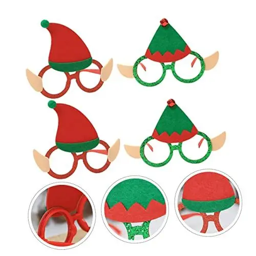 Produktbild: GREENADSCAPE 4 Stück Elfenbrille Weihnachtsparty-Brille Arbrillen Weihnachts-Fotoautomaten-Requisiten Kinderbrille kinder ferngläser kinderferngläser Weihnachtsbrille Partybrillen Plastik