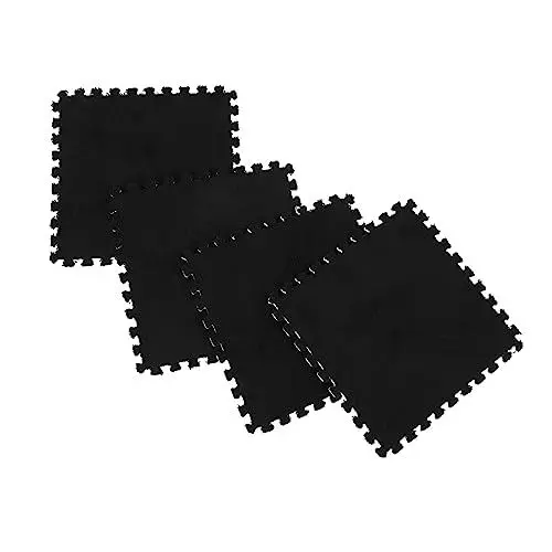 Produktbild: GREENADSCAPE 4 Stück Puzzle-Matte Sitzmatte Puzzle-fußmatten Ineinandergreifende Schaumstofffliesen Dekorative Stuhlmatte Bodenspielmatte Für Babys Schaumstoffmatte Für Kinder Black Samt