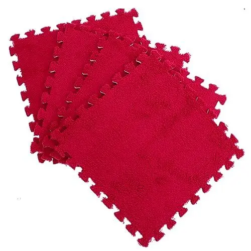 Produktbild: GREENADSCAPE 4 Stück Puzzle-Matte fitnessmatte kinderspielmatten Yoga+Matte zockerkissen Spielzeug für Kinder Teppich für Kinderzimmer fußmatte sportmatte Plüschkissen Stuhlkissen Eva rot