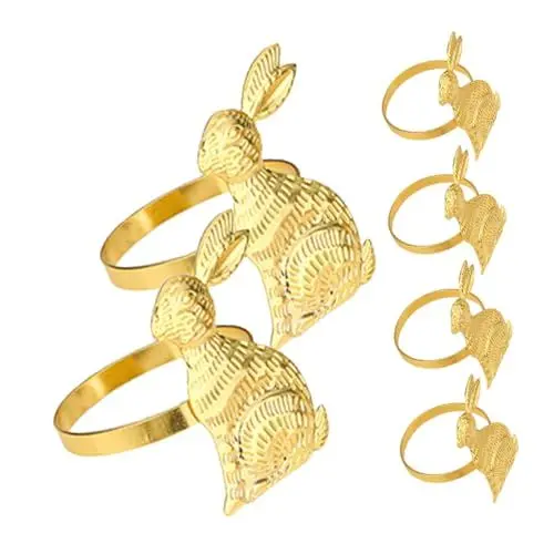 Produktbild: GREENADSCAPE 6 Stücke Gold Überzogene Metall Servietten Ostern Bunny Dekorative Serviette Für Esstisch