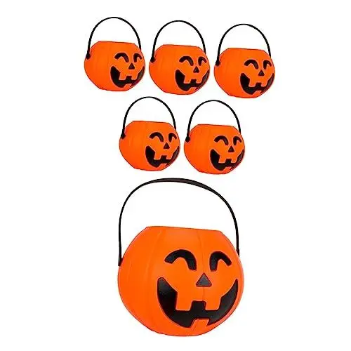 Produktbild: GREENADSCAPE 6 Stück Halloween Kürbis Eimer Trick And Treat Spiel Requisiten Kürbiskessel Trick Or Treat Eimer Großer Süßigkeitenhalter Süßigkeitenbehälter Kürbisform Behälter