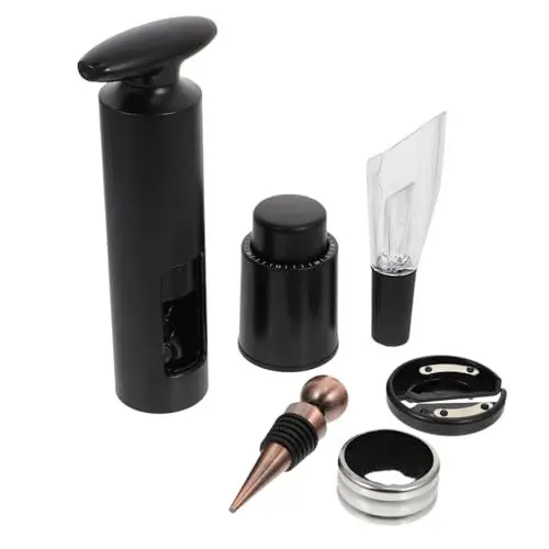 Produktbild: GREENADSCAPE 6st Weinausgießer Weinverschlussstopfen Automatischer Weinflaschenöffner Datierung Weinstopper Automatischer Weinöffner Wein Liefert Weinbelüfter Ausgießer Aluminiumlegierung Black