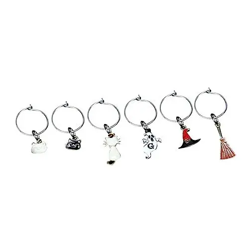 Produktbild: GREENADSCAPE 6st Weinglas Leser Etikett Halloween Party-cup-erkenner Party-cup-marker Tassenmarkierung Party-cup-erkennungsring Weinmarker Charme Markierungsring Für Tasse Sommer Tassen Metall