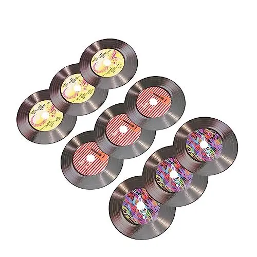 Produktbild: GREENADSCAPE 9st Schallplatten Dj-plattenverzierung Kreative Vinyl-schallplatte Vinyl-untersetzer Ästhetischer Wandrekord Musik-party-wanddekoration Aufzeichnungen Dekoration Poster Papierstau