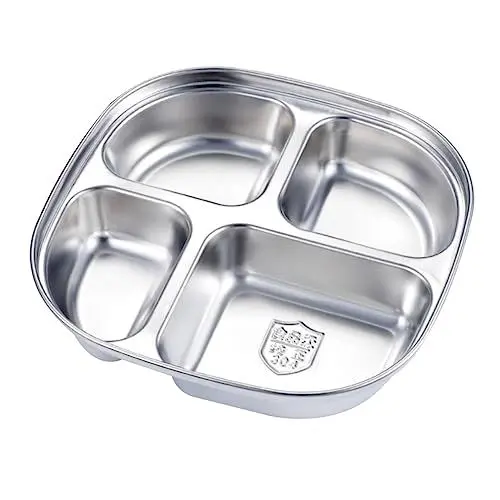 Produktbild: GREENADSCAPE Fachplatte snackdisk Essensplatte für Snacks Essensplatte für Buffets Stahlplatten Kinder Teller Speiseteller aus Edelstahl Küchengeschirr Edelstahl 304 Silver Wiederverwendbar