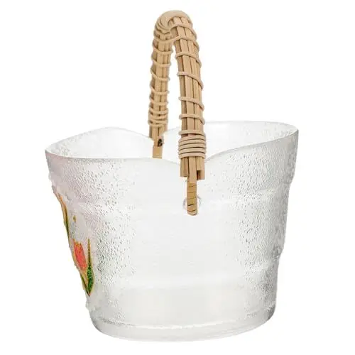 Produktbild: GREENADSCAPE Handbemalter Obstkübel Aus Glas Kühlwanne Verzinktes Tablett Großer Eimer Weinkühler Geteilte Snackschale Eis Eimer Geteilte Servierplatten Fruchtcocktail Trinkwanne Halter Hölzern
