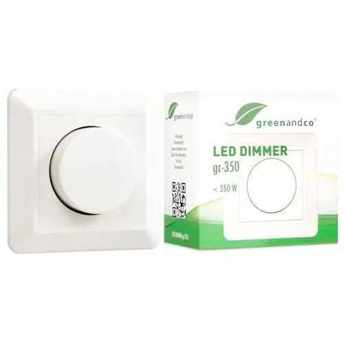 Produktbild: greenandco® gc-350 Unterputz LED und Halogen Dimmer 1-350 Watt, für Wechselschaltungen geeignet, mit Boost Funktion, weiß