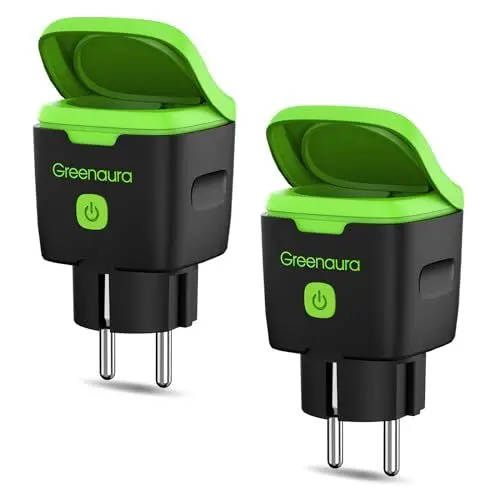 Produktbild: Greenaura WLAN Steckdose Alexa Steckdose - Smart Steckdose 2er Stromzähler für Steckdose Outdoor Steckdose Zeitschaltuhr Steckdose 2,4GHz 16A IP44 Wasserdicht
