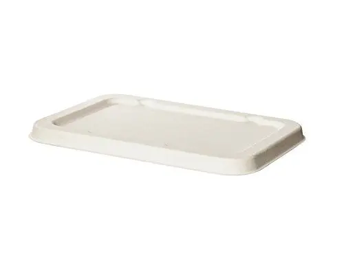 Produktbild: GREENBOX 125x Einweg-Deckel für Bio Einweg Zuckerrohr Bagasse Schalen Einweggeschirr biologisch abbaubar I Hochwertige Snackschale Deckel Einweg rechteckig 12x17 cm kompostierbar I weiß, unbedruckt