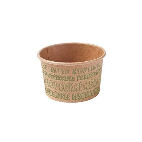Produktbild: GREENBOX Bio Eisbecher aus Pappe 50 Stück I Kraft-Karton Becher braun I Kompostierbare Becher ungebleicht I Speisebecher to Go I Pappbecher biologisch abbaubar 75 ml
