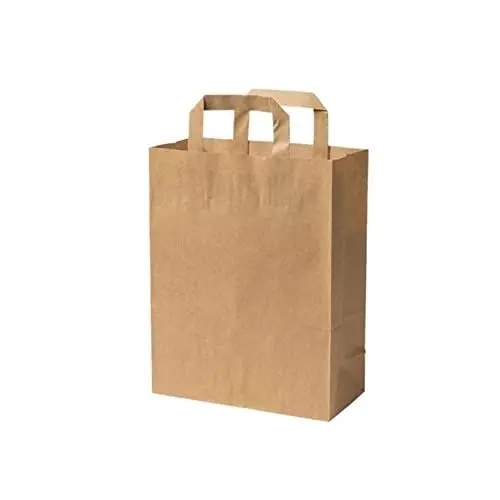 Produktbild: GREENBOX Umweltschonende Papier Tragetaschen groß I Papiertüten Geschenktüten Papiertragetaschen biologisch abbaubar, kompostierbar I 25 x braune Papier Tüten 22 x 10 x 28 cm