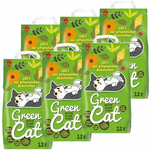Produktbild: GreenCat 6x12 l (72 Liter) Katzenstreu Natur Klumpstreu Maisstreu