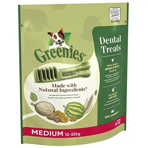 Produktbild: Greenies Dental Treats Original Medium – Zahnpflegesnacks für mittelgroße Hunde von 12-22 kg – Hundeleckerli zur täglichen Zahnreinigung – 1 x 340 g
