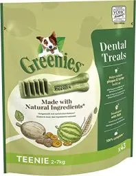 Produktbild: Greenies Dental Treats Original Teenie – Zahnpflegesnacks für sehr kleine Hunde von 2-7 kg – Hundeleckerli zur täglichen Zahnreinigung – 1 x 340 g