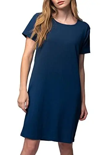 Produktbild: greenjama Damen Sleepshirt aus Derby-Rib, GOTS-Zertifiziert Nachthemd, Ultramarin, 36