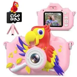 Produktbild: GREENKINDER Kinderkamera, Kamera Kinder mit Stativ, 1080P HD Digitalkamera Kinder, 2,0 Zoll Bildschirm, Inklusive 32GB SD-Karte, Selfie Kamera für 3-10 Jahre Mädchen und Jungen