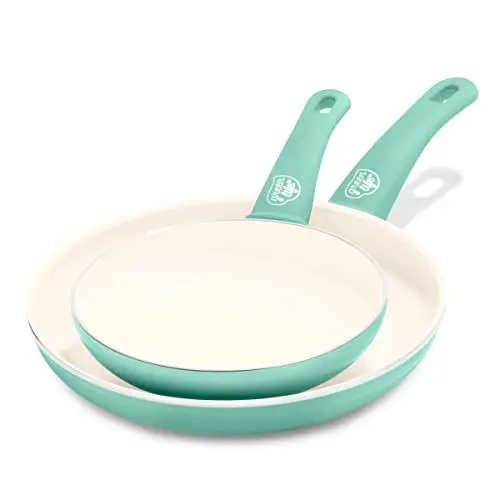 Produktbild: GreenLife Soft Grip Gesunde Antihaftbeschichtung aus Keramik, 2-teiliges 18cm & 26cm Bratpfannen-Set, PFAS-frei, Spülmaschinenfest, Backofenfest, Türkis
