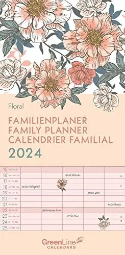 Produktbild: GreenLine Floral 2024 Familienplaner - Familien-Kalender - Kinder-Kalender - 22x45, Klein