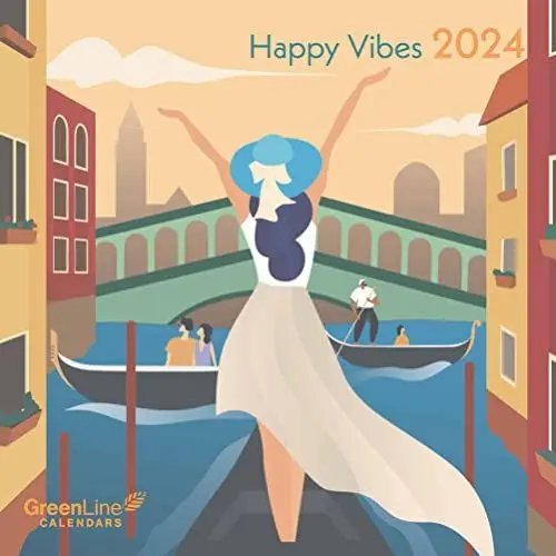 Produktbild: GreenLine Happy Vibes 2024 - Wand-Kalender - Broschüren-Kalender - 30x30 - 30x60 geöffnet