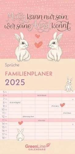 Produktbild: GreenLine – Sprüche 2025 Familienplaner, 22x45cm, Familienkalender mit effizienter Monatsaufteilung in 5 Spalten, für Familienorganisation, Schulferien und Stundenpläne, mit Spiralbindung
