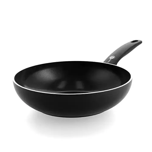 Produktbild: GreenPan Cambridge 28 cm/3,7 Liter Wok-Pfanne aus Keramik, PFAS-frei, Induktion, spülmaschinenfest, backofenfest, Schwarz