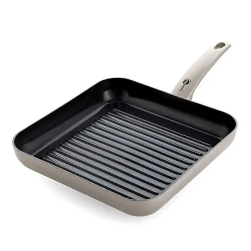 Produktbild: GreenPan Cambridge Rechteckige Grillfpanne (28 cm), gesunde keramische Antihaftbeschichtung, PFAS-frei, induktionsgeeignet, spülmaschinengeeignet, Bronze