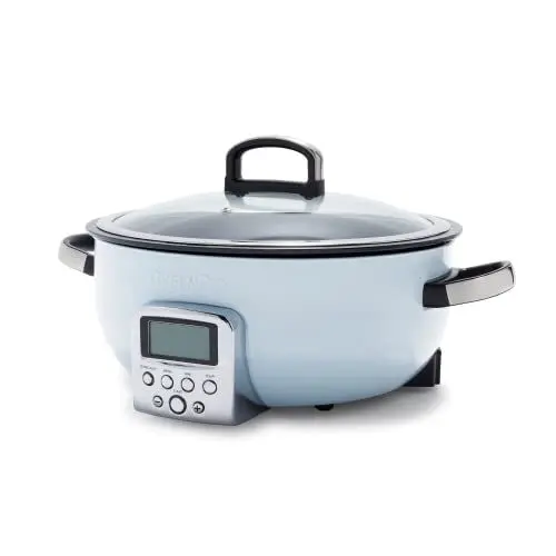 Produktbild: GreenPan Elite Wesentlich Schlau Elektrisch 5.6L Bratentopf,Einfache Brat- Sautier- Rühr- und Reiskocher-Vorwahlen,PFAS-freie Gesunde Keramik-Antihaft,Spülmaschinenfeste Teile,LED-Anzeige,Blue Haze