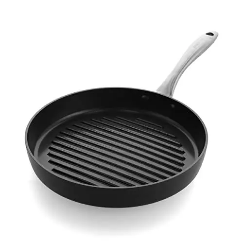 Produktbild: GreenPan Lima Midnight Hart Anodisierte Gesunde Keramische Antihaft-Grillpfanne 28 cm Rund, PFAS-frei, Induktionsgeeignet, Spülmaschinenfest, Backofenfest, Schwarz