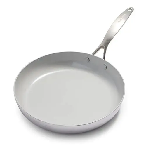 Produktbild: GreenPan Venice Pro Tri-Ply 28cm Bratpfanne, Gesundes Antihaft-Kochgeschirr aus Edelstahl, PFAS-frei, Mehrschichtig, Induktion, Spülmaschinenfest, Backofenfest, Silber