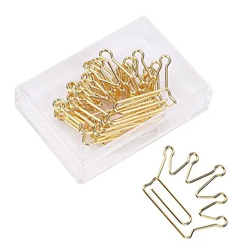 Produktbild: Greensen 10 Stück Goldene Kronenform Papierclips, Wiederverwendbare Paper Clips für Dokumente, Lustiges Büromaterial zum Markieren von Lesezeichen