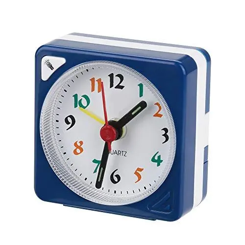 Produktbild: Greensen Quarz-Reisewecker, 2,17 Zoll, Ultrakleine Mini-Uhr mit Schlummerlicht, Geräuschlos, Nicht Tickend, Batteriebetriebene Uhr (Blau)
