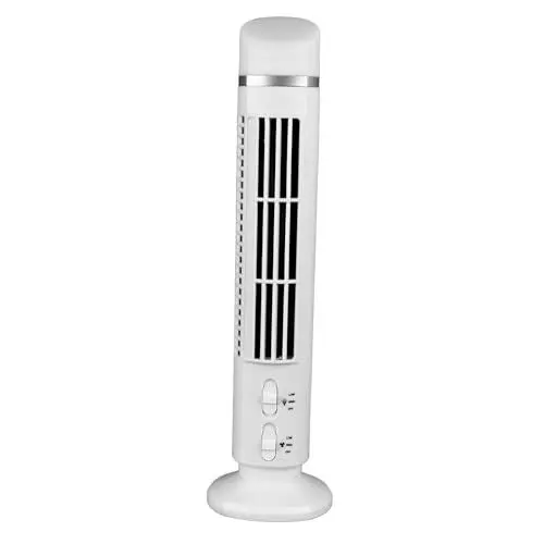 Produktbild: Turmventilator, 90 Grad Oszillierender USB tragbarer Kleiner Tischventilator mit Nachtlicht, 13 Zoll persönlicher Ventilator, Leise Kühlung, Blattloser Tischventilator für (WHITE)