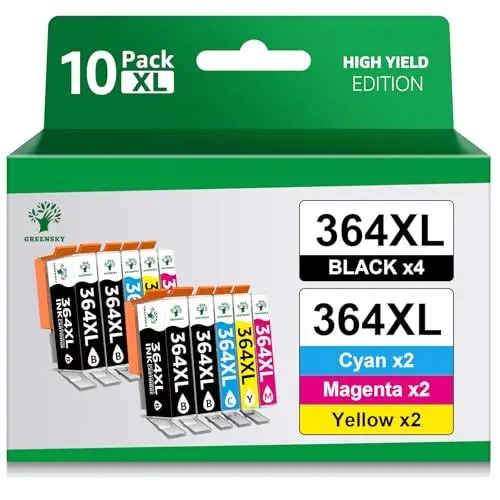 Produktbild: GREENSKY 364XL Kompatible für HP 364 Druckerpatronen für Photosmart 5520 5510 7520 5524 6520 6510 5515 7510 Deskjet 3520 3070A 3524 3522 Officejet 4622 4620 (4 Schwarz 2 Cyan 2 Gelb 2 Magenta)