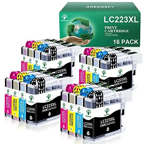 Produktbild: GREENSKY LC223 LC 223 Patronen Kompatibel für Brother LC223 LC223 XL für Druckerpatronen Brother MFC-J5320DW DCP-J4120DW MFC-J4420DW MFC-J480DW MFC-J4620DW DCP-J562DW MFC-J4625DW MFC-J680DW (16 Pack)