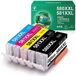 Produktbild: GREENSKY PGI-580 CLI-581 XXL Druckerpatronen Kompatible für Canon 580 581 Multipack für Canon TR8550 Druckerpatronen für Canon TS6350 für Pixma TR8550 TS705 TS6150 TS6250 TR8500 TS8350 (5er-Pack)